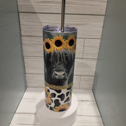 20 oz Cow and Sunflowers Tumbler