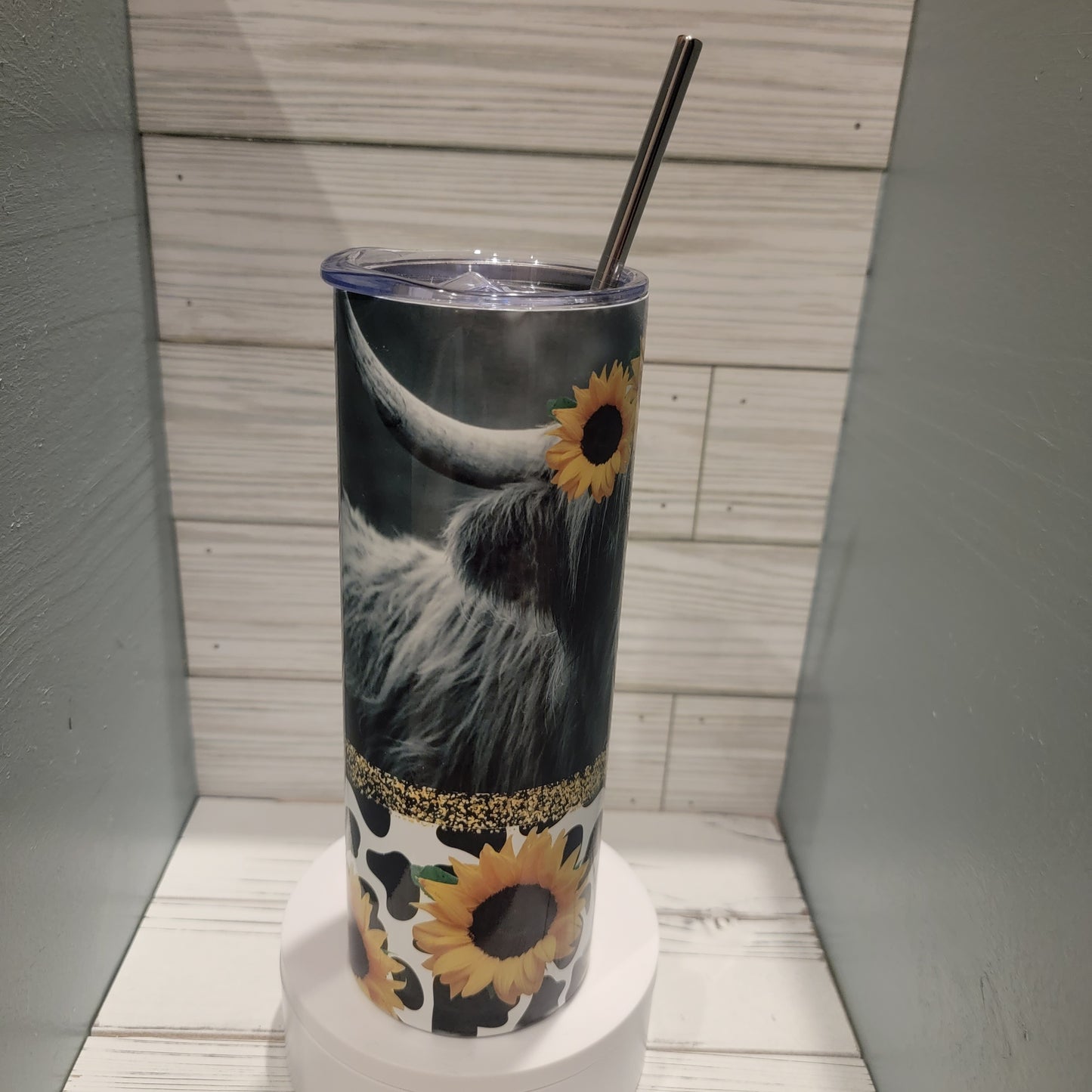 20 oz Cow and Sunflowers Tumbler