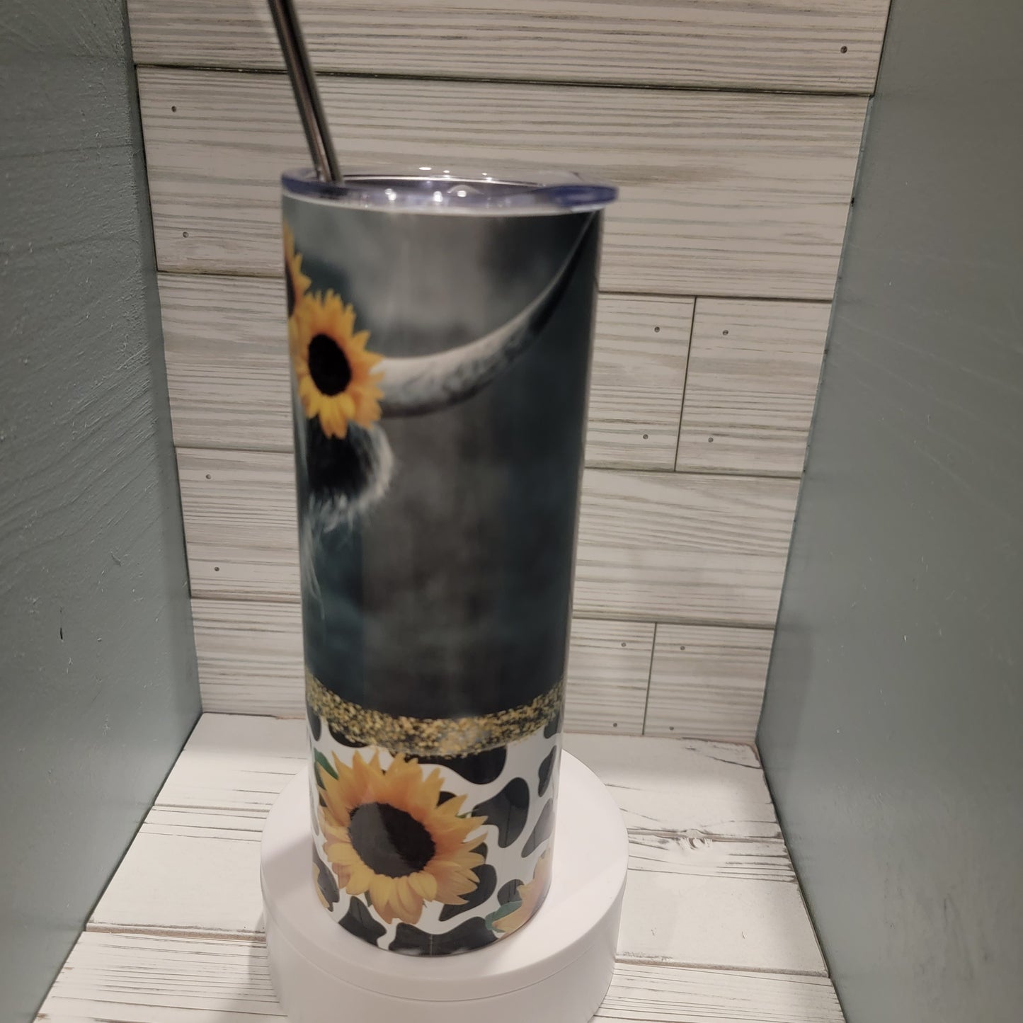 20 oz Cow and Sunflowers Tumbler