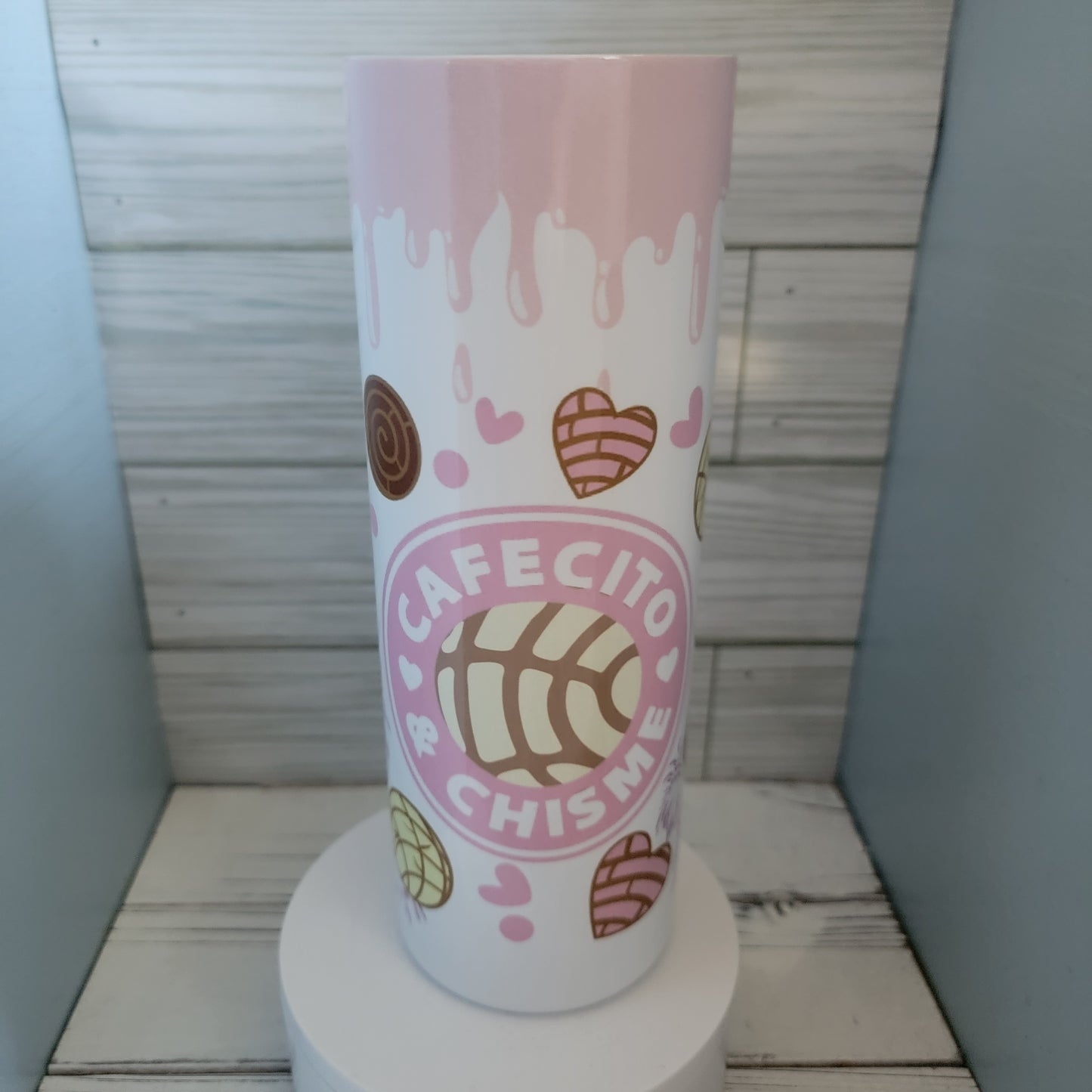 20oz Cafecito y Chisme coffee addict sublimation Tumbler