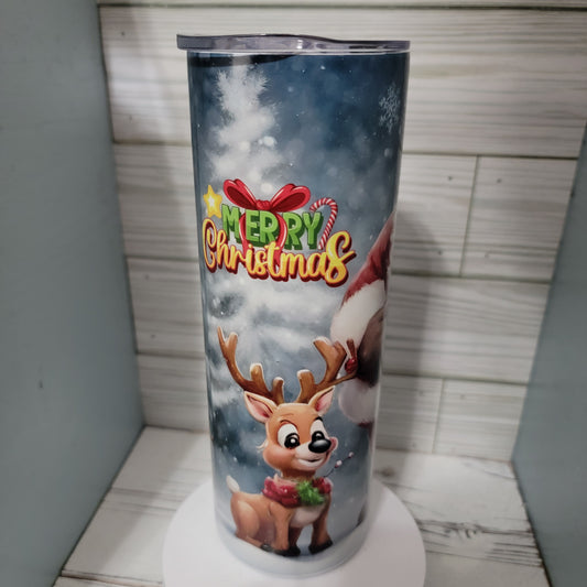 20 oz Christmas Santa Snowman and Reindeer Snow Christmas Tree Sublimation tumbler Drinkware Stainless steel Bottles