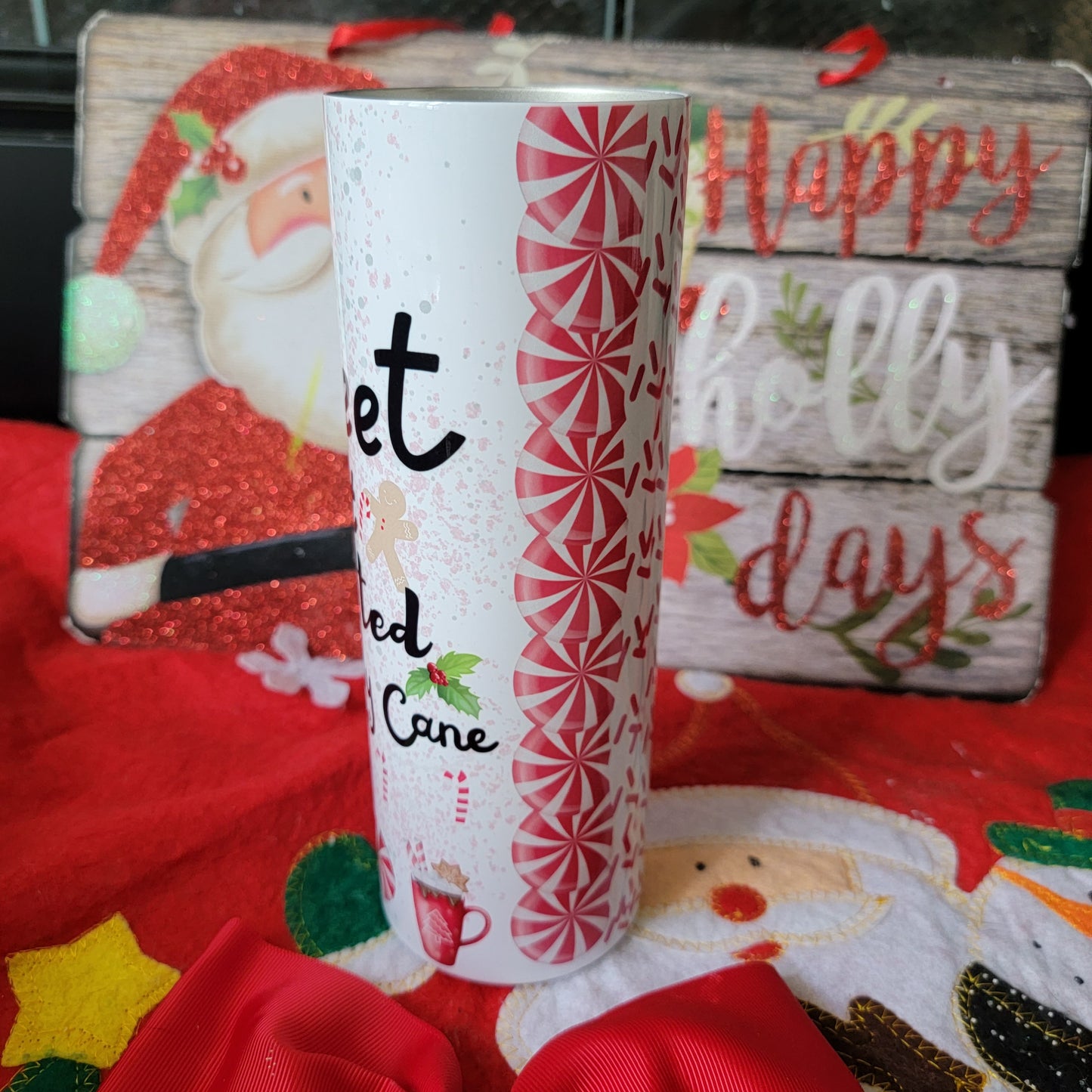 20 oz Sweet But Twisted Candy Cane Christmas Sublimation tumbler drinkware Stainless Steel