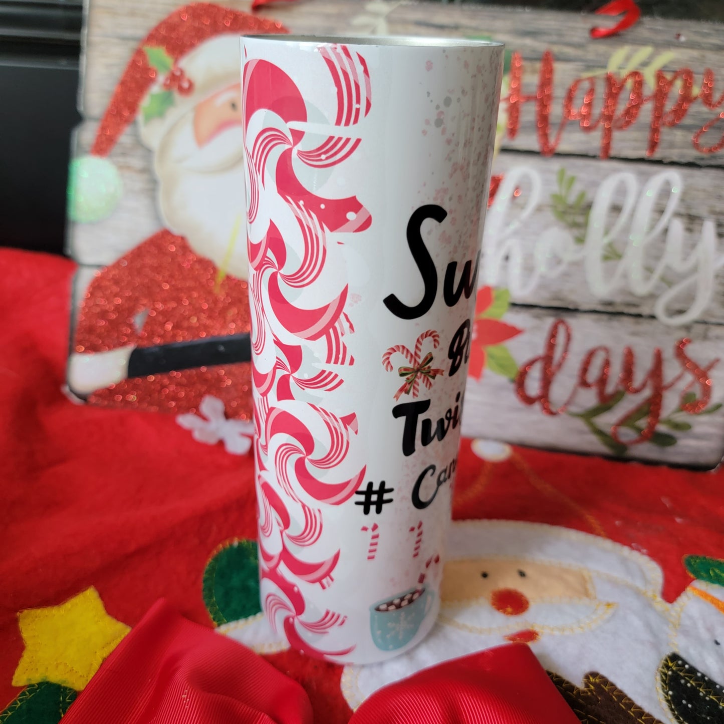 20 oz Sweet But Twisted Candy Cane Christmas Sublimation tumbler drinkware Stainless Steel