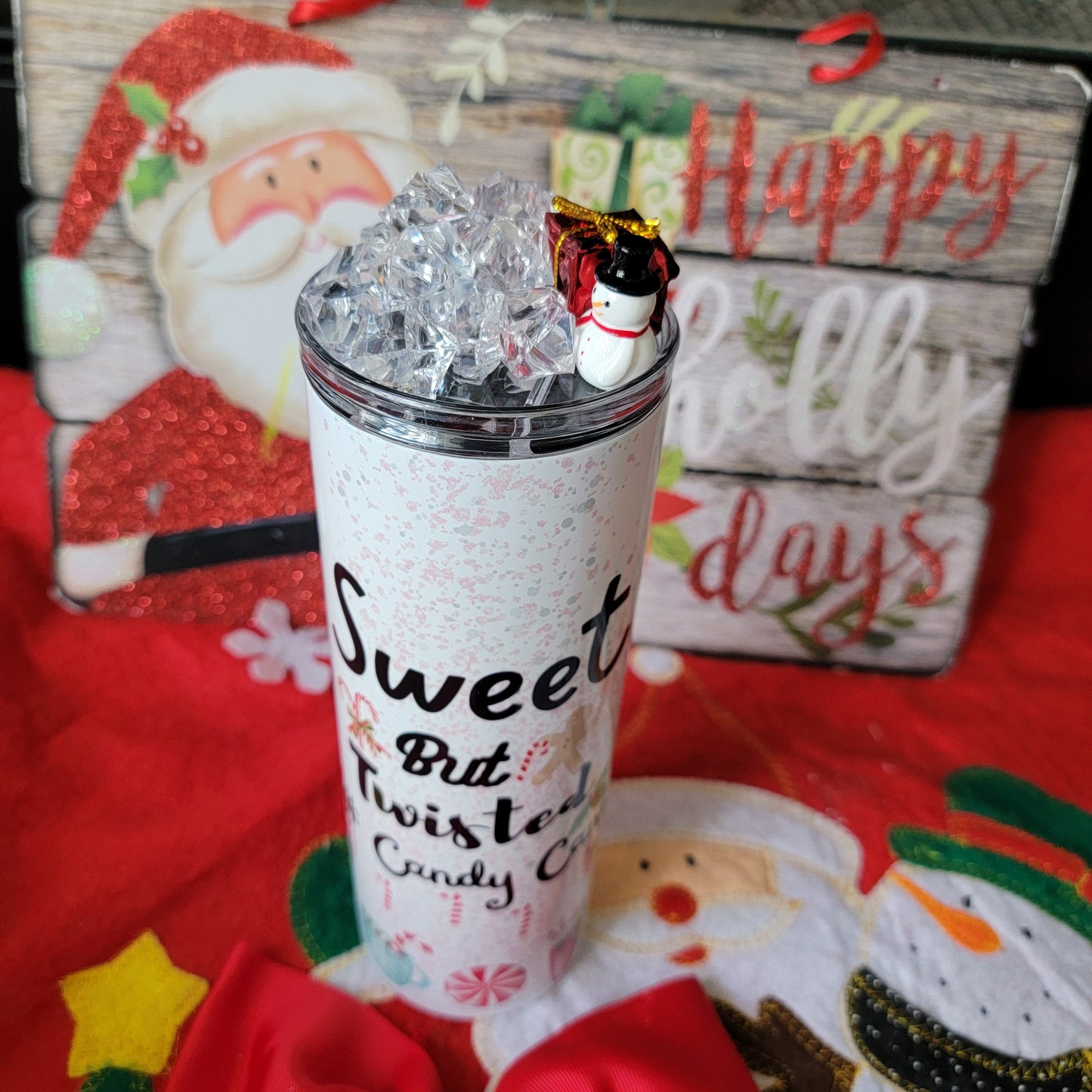 20 oz Sweet But Twisted Candy Cane Christmas Sublimation tumbler drinkware Stainless Steel