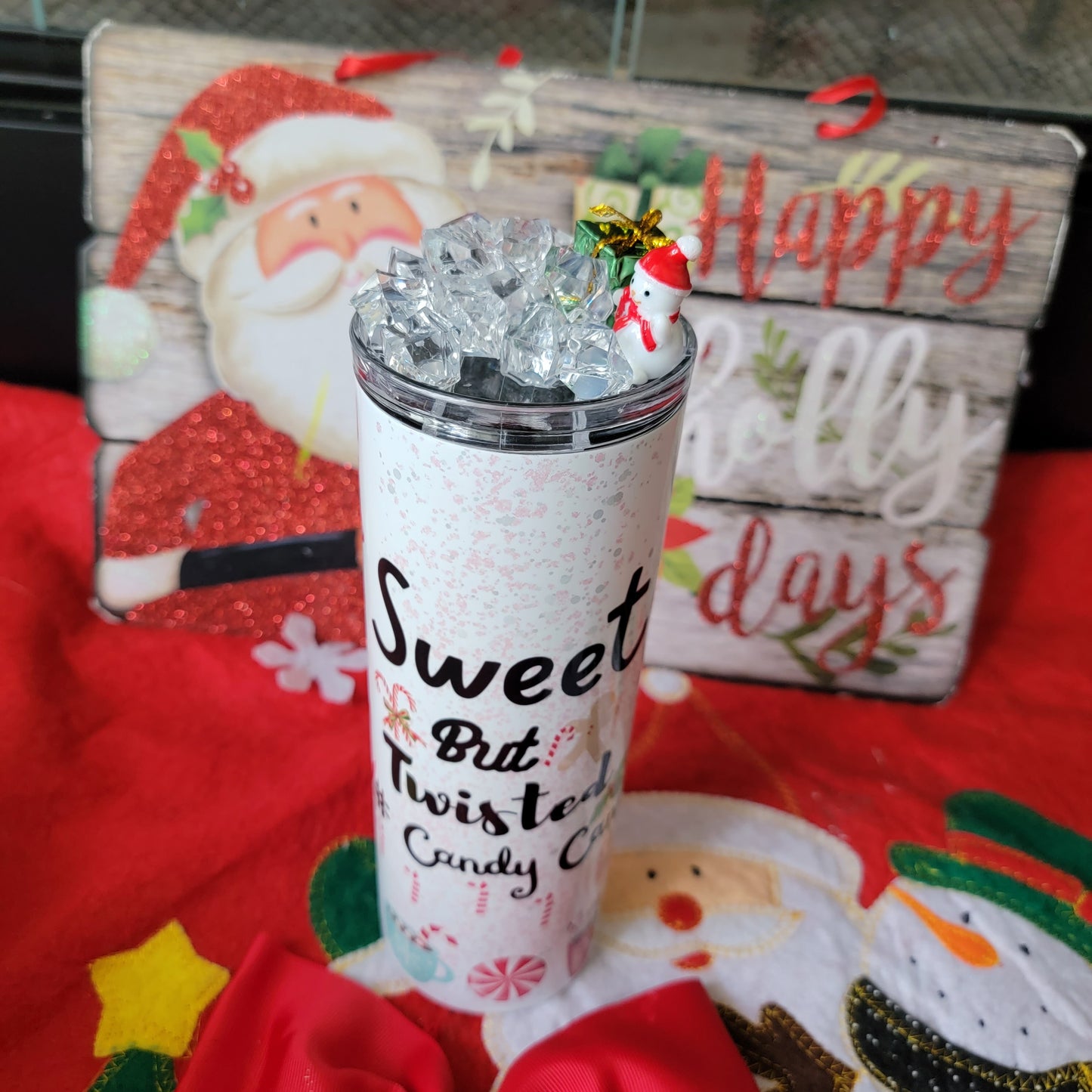 20 oz Sweet But Twisted Candy Cane Christmas Sublimation tumbler drinkware Stainless Steel