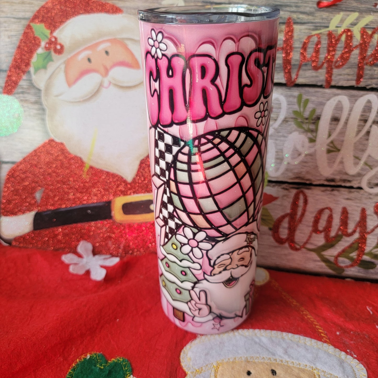 20 OZ Christmas Vibes Ho Ho Merry Christmas 3D Effect Sublimation Tumbler Bottle Drinkware