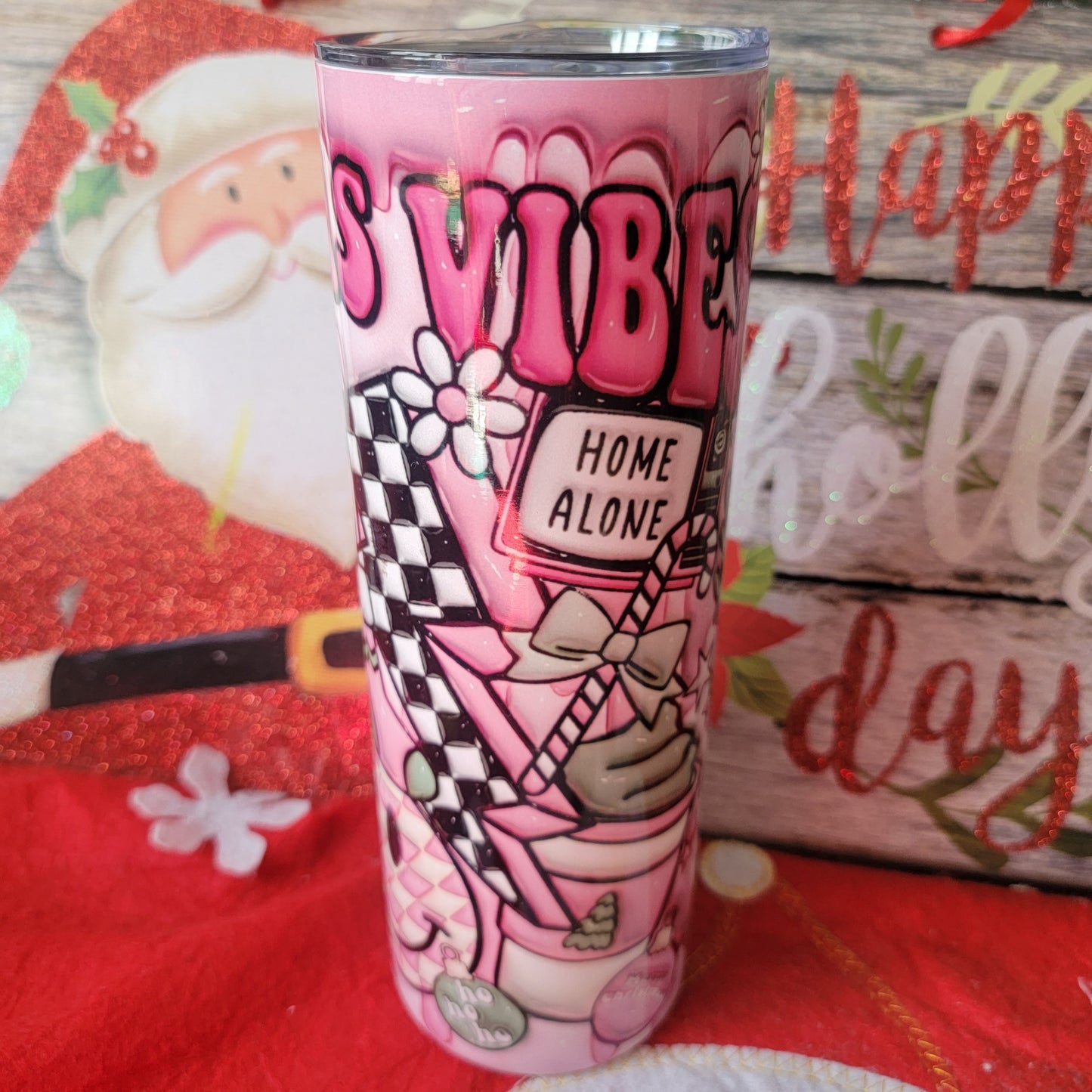 20 OZ Christmas Vibes Ho Ho Merry Christmas 3D Effect Sublimation Tumbler Bottle Drinkware