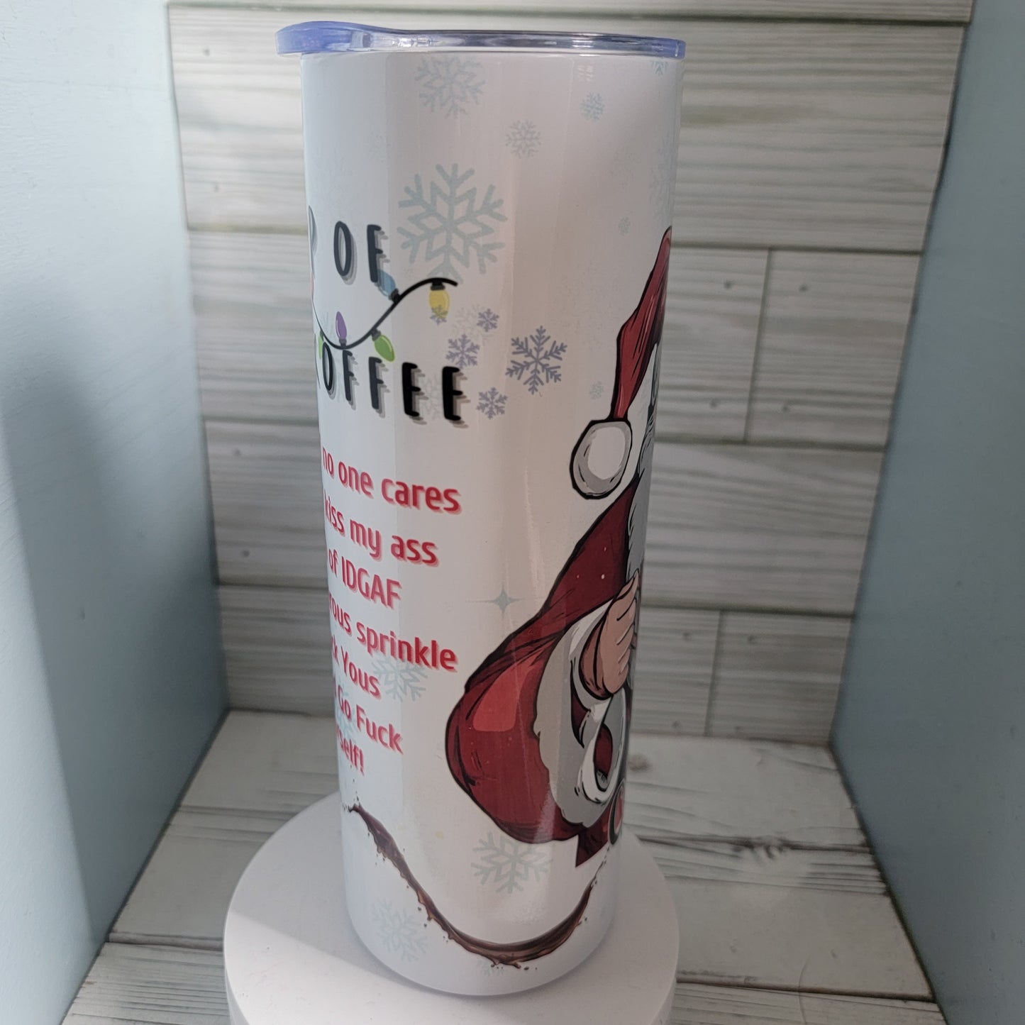 Cup of Fuckoffee Santa Christmas sublimation Tumbler drinkware Coffee Stainless Steel