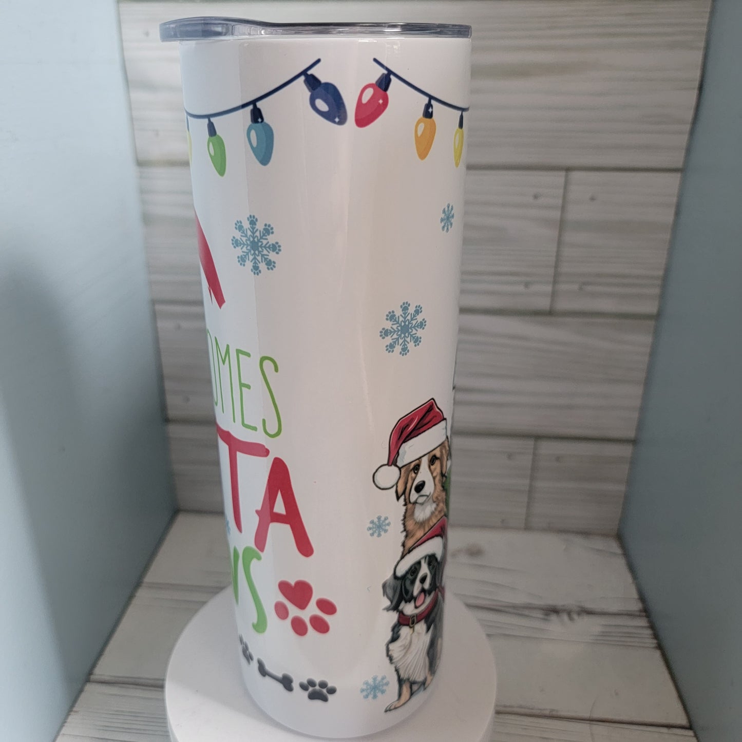 20 Oz Dog Lover Dog Mom Christmas Theme Tumbler