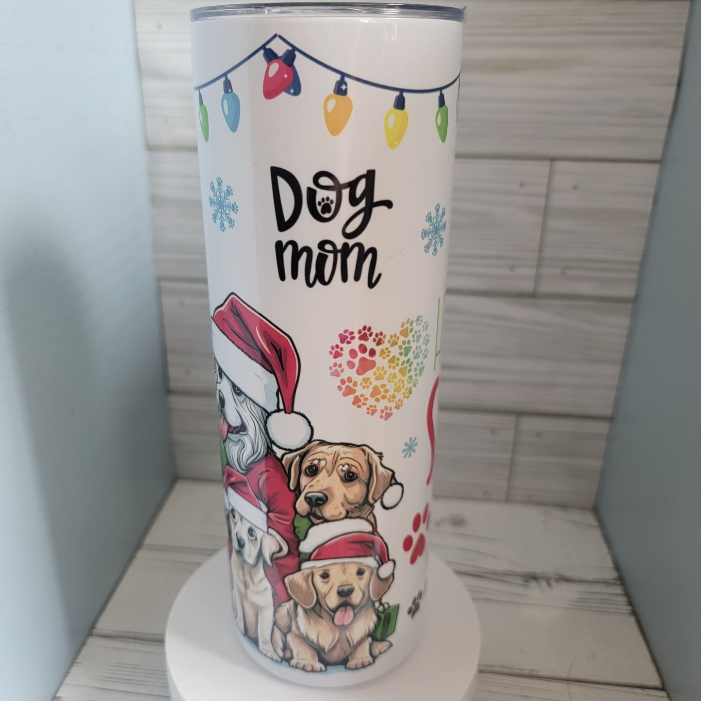 20 Oz Dog Lover Dog Mom Christmas Theme Tumbler