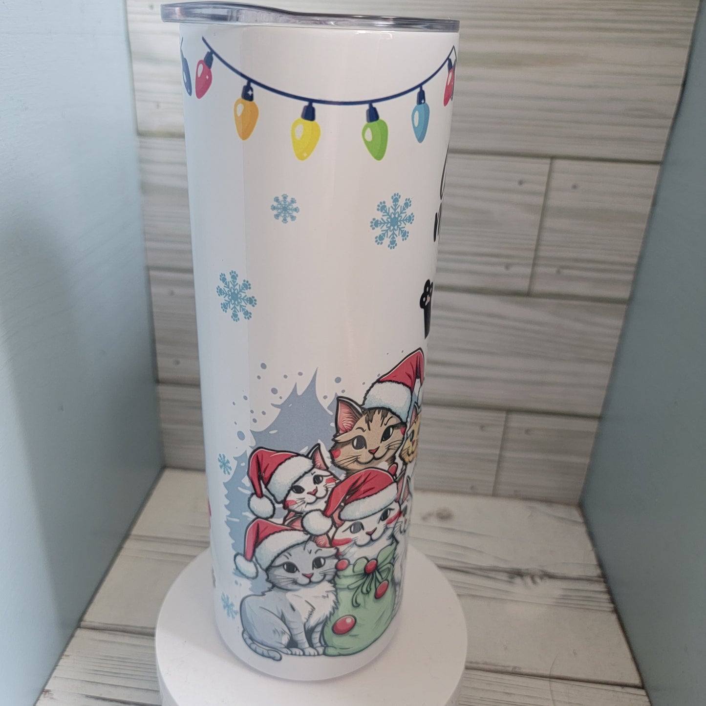 20 Oz Cat Lover Cat Mom Christmas Theme Tumbler