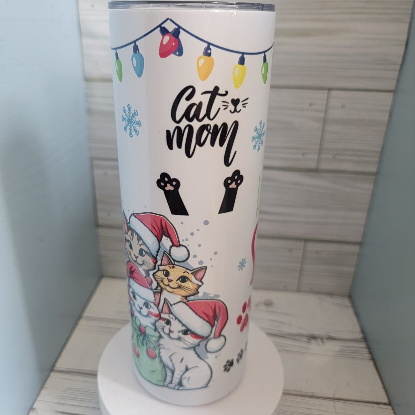 20 Oz Cat Lover Cat Mom Christmas Theme Tumbler