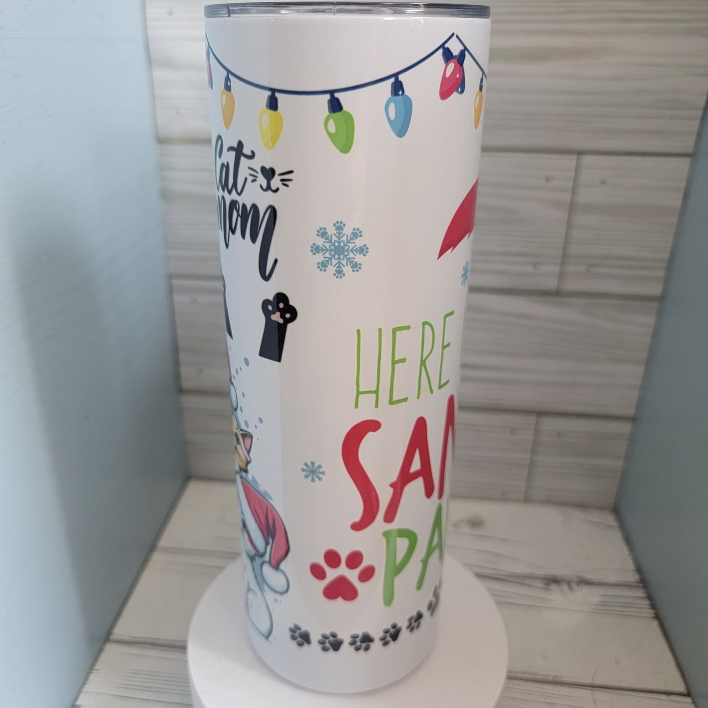 20 Oz Cat Lover Cat Mom Christmas Theme Tumbler