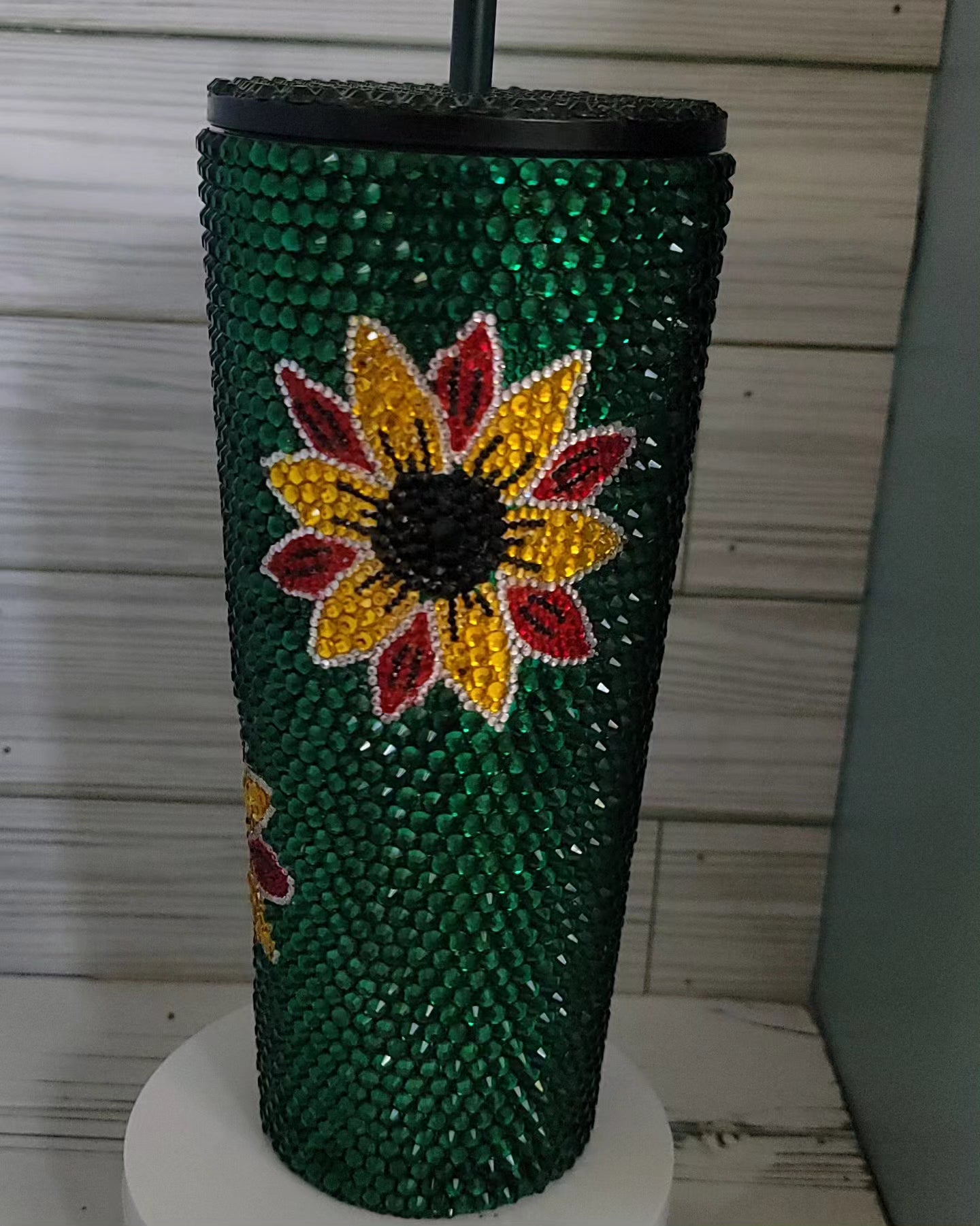 24 oz Starbucks Rhinestone Sunflower  Theme Tumbler