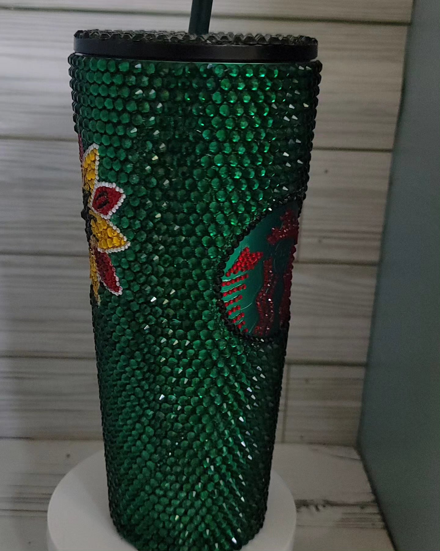 24 oz Starbucks Rhinestone Sunflower  Theme Tumbler