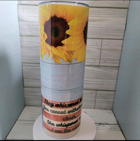 20 oz American Flag Sunflower Rustic I am the storm sublimation tumbler drinkware Stainless Steel