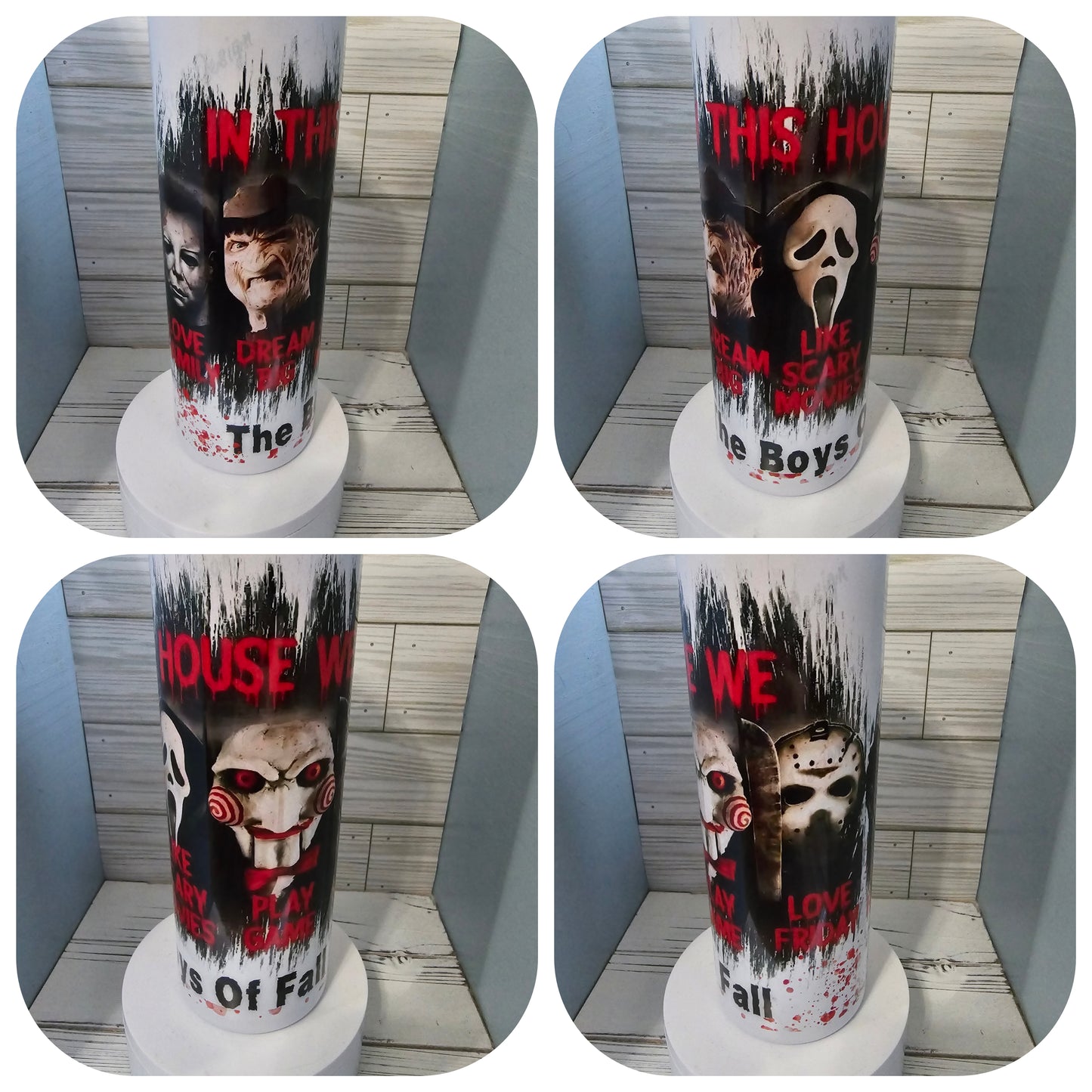 Halloween Spooky sublimation tumblers Ghostface, Michael Myers, pennywise, beetlejuice, jigsaw, chucky, hocus pocus